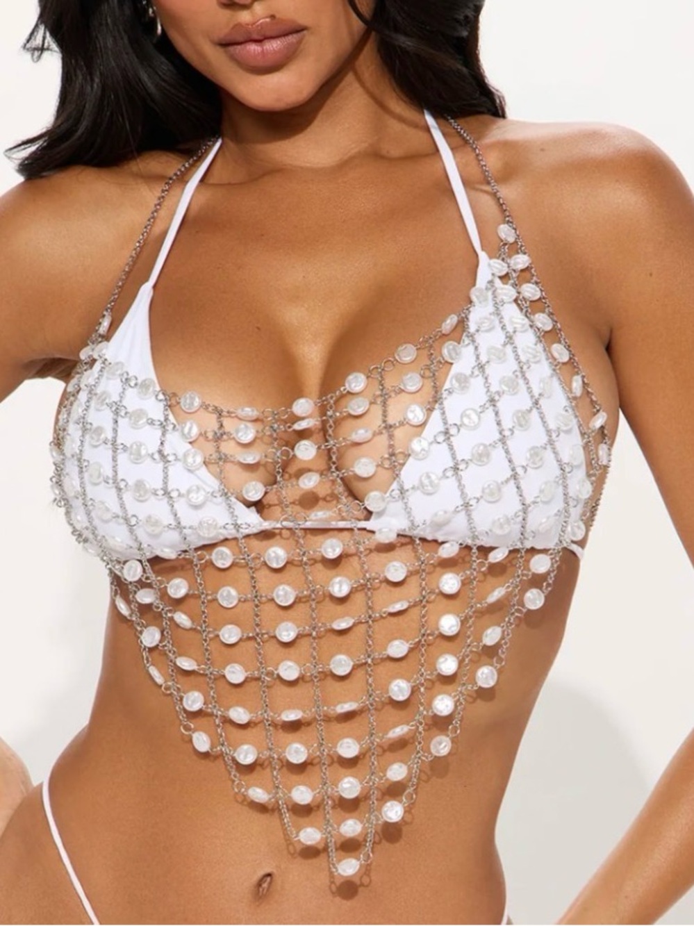 Cover up chain bikini top